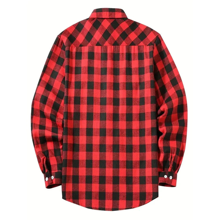 Mens Shirts Single Breaste Classic Plaid Smart Casual Flannel Shirt Long Sleeved Chest Two Pockets Design Spring Autumn Men Tops ShedPoundsPortal