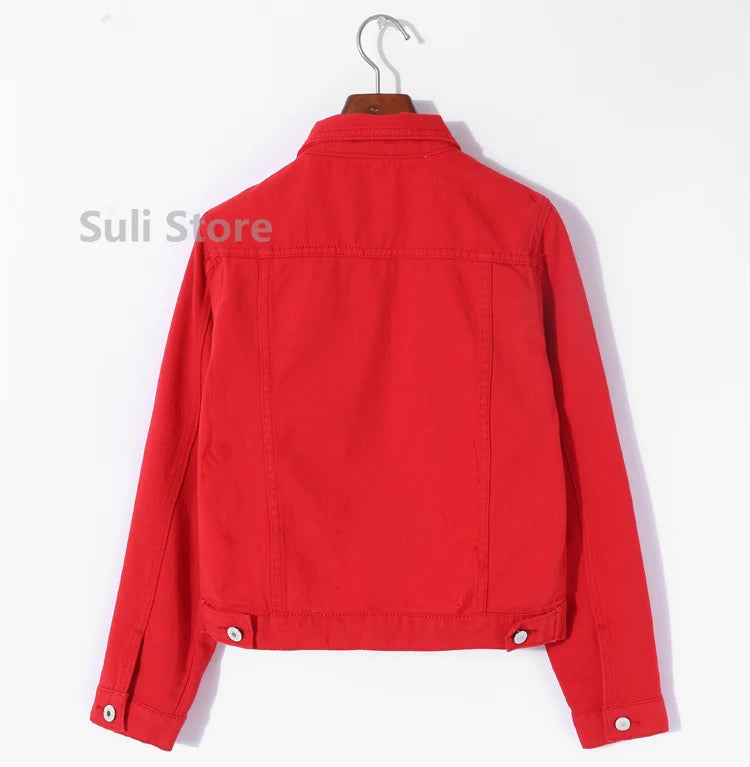 Jeans Jacket and Coats for Women 2025 Autumn Candy Color Casual Short Denim Jacket Korean Coats Women Jeans Jacket Clothes ShedPoundsPortal