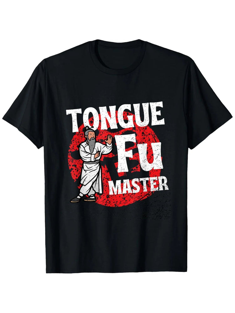 Tongue Fu Master Adult Humor T Shirt Bold Red Martial Arts Graphic 100 Cotton 200gsm Unisex Casual Outdoor Wear ShedPoundsPortal