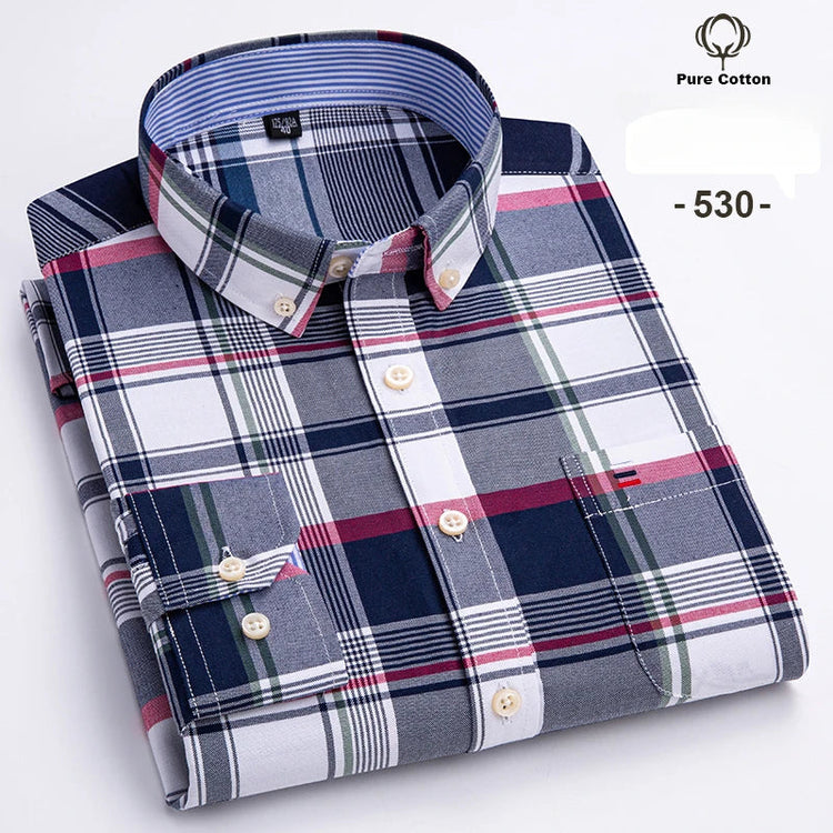 Fashion over size 7XL long-sleeve shirts for men 100%cotton Oxford slim fit plain shirt soft casual elegants designer clothes ShedPoundsPortal