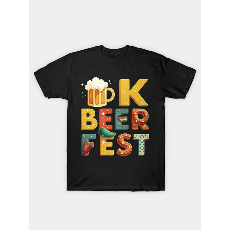 Oktoberfest Beer Fest Graphic T-Shirt For Men & Women - 100% Cotton Casual Short Sleeve Tee With Vibrant Beer Mug & Pretzel Pri ShedPoundsPortal