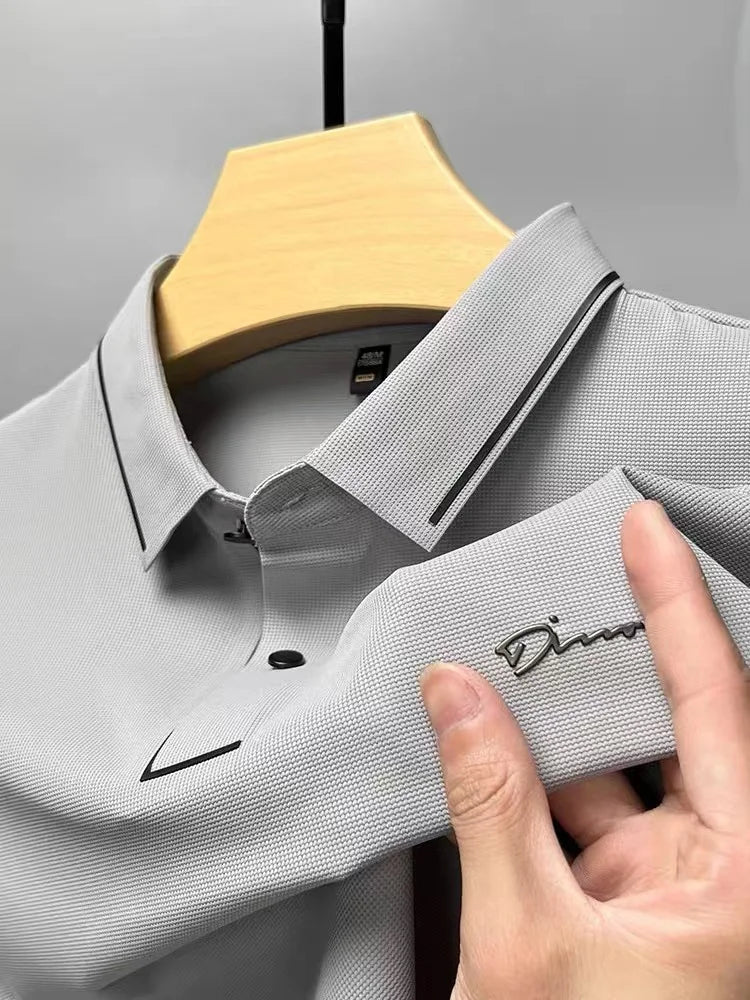 High end luxury brand fashion hot diamond short sleeve Advanced printed POLO shirt summer new Korean version men&