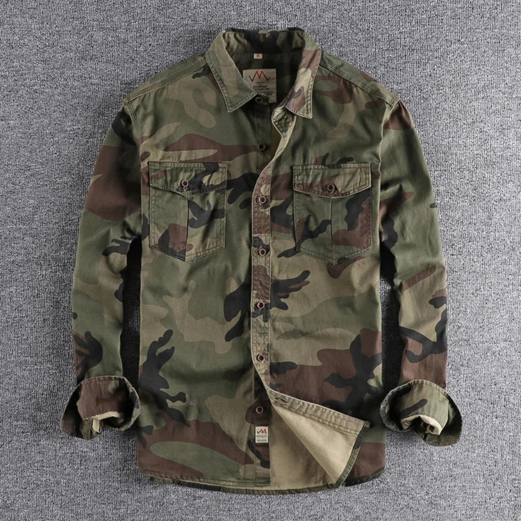 Male Single Breasted Shirts Turn Down Collar Long Sleeve Cardigan Men Shirt Loose Button Safari Style Slight Strech Print ShedPoundsPortal