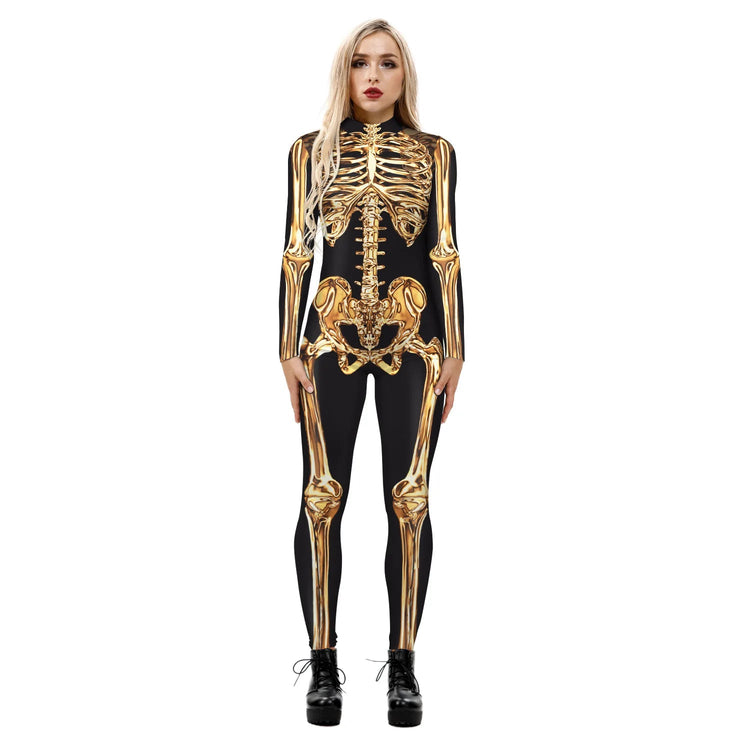 Popular Halloween Jumpsuit Sexy Print Cos Futuristic Clothing Tight Jumpsuit Wholesale Women Clothes Rompers Womens Combinaison ShedPoundsPortal