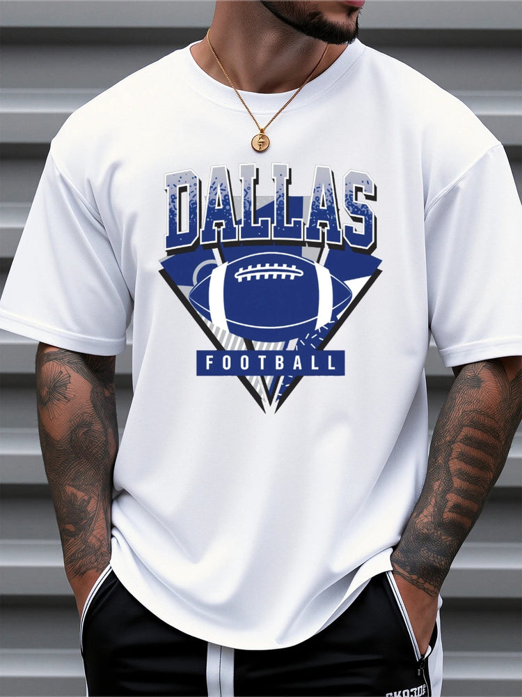 T Shirt For Man 100% Cotton Summer Dallas Football themed Print Casual Slim Fit Round Neck Short Sleeved T-shirt Top ShedPoundsPortal
