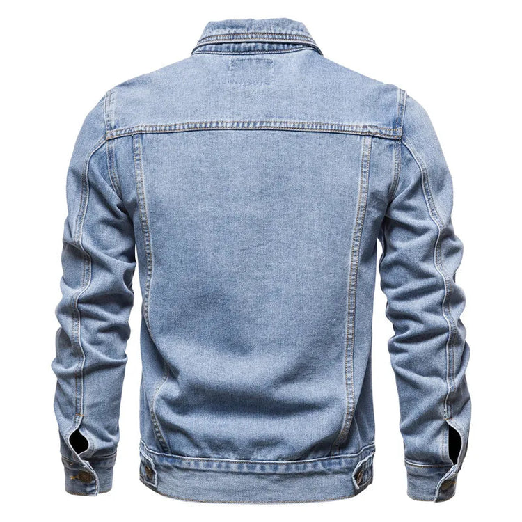 2025 Spring Men Solid Lapel Denim Jackets Fashion Motorcycle Jeans Jackets Hommes Slim Fit Cotton Casual Black Blue Coats ShedPoundsPortal