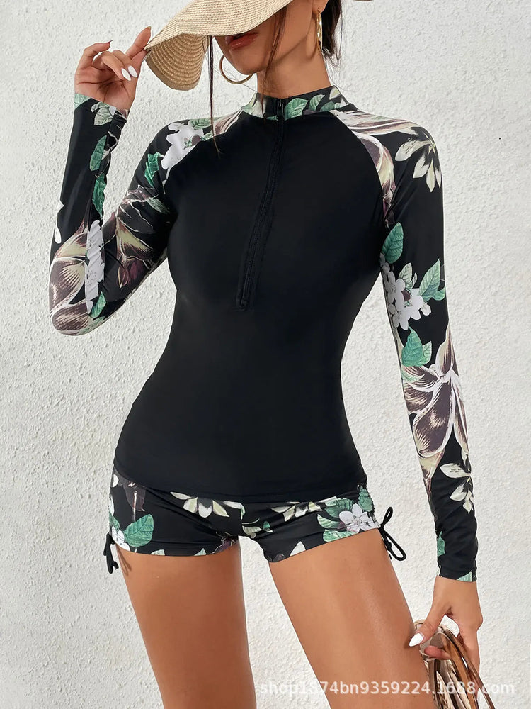 Female Swimsuit With Long Sleeves Swimwear Sports Surfing Tankini Set Beachwear Two-Piece Bathing Suits Pool Women Swimming Suit ShedPoundsPortal