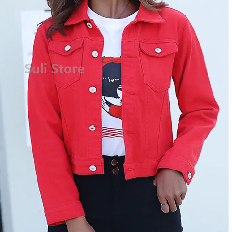 Jeans Jacket and Coats for Women 2025 Autumn Candy Color Casual Short Denim Jacket Korean Coats Women Jeans Jacket Clothes ShedPoundsPortal