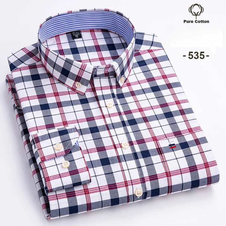 Fashion over size 7XL long-sleeve shirts for men 100%cotton Oxford slim fit plain shirt soft casual elegants designer clothes ShedPoundsPortal