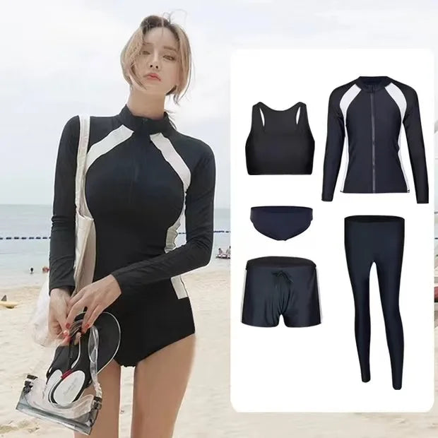 Women Men Diving Clothing Quick Dry Swimming Suit Snorkeling Surfing Wetsuit Zipper Water Sport Long Sleeve Diving Five Suit ShedPoundsPortal