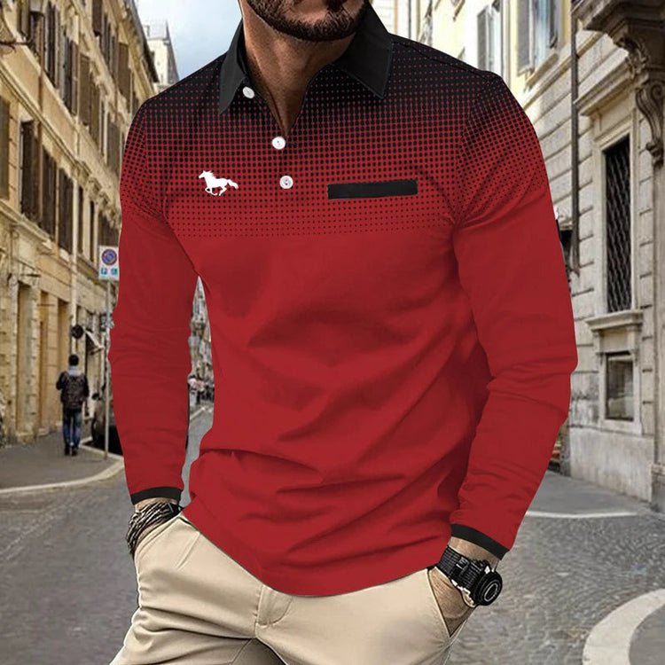 Spring Autumn Men Long Sleeve Sport Lapel Polo Shirt Men Clothes Business Casual Fake Pocket Stitching Golf Polo Shirt Tops ShedPoundsPortal