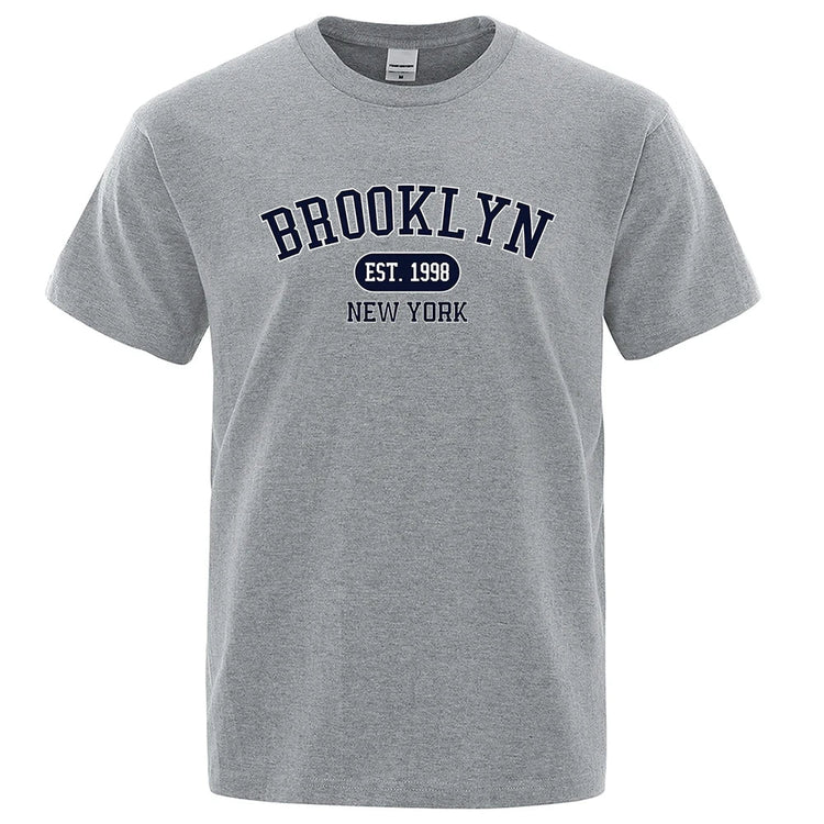 Brooklyn Est.1998 New York Letter T Shirts Man Casual Crewneck Streetwear Breathable Fashion Summer Tops Cotton Loose T-Shirts ShedPoundsPortal