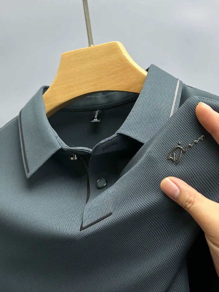 High end luxury brand fashion hot diamond short sleeve Advanced printed POLO shirt summer new Korean version men&