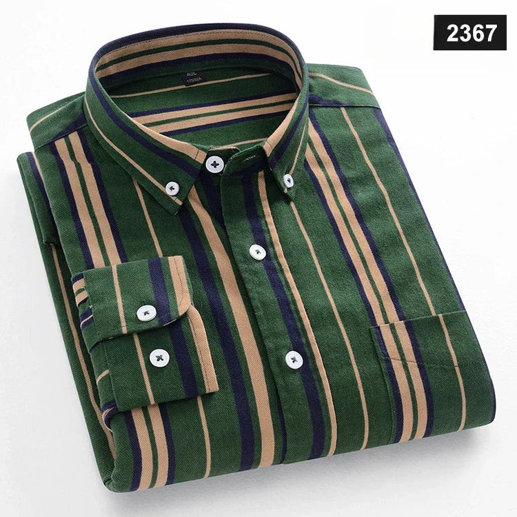 Casual Long-sleeve Shirts for Men Slim Fit Plain Shirt 100%cotton Plaid Striped Tops Soft Designer Fashion Korean Trends Clothes ShedPoundsPortal