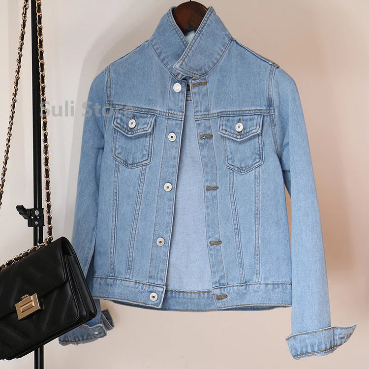Jeans Jacket and Coats for Women 2025 Autumn Candy Color Casual Short Denim Jacket Korean Coats Women Jeans Jacket Clothes ShedPoundsPortal