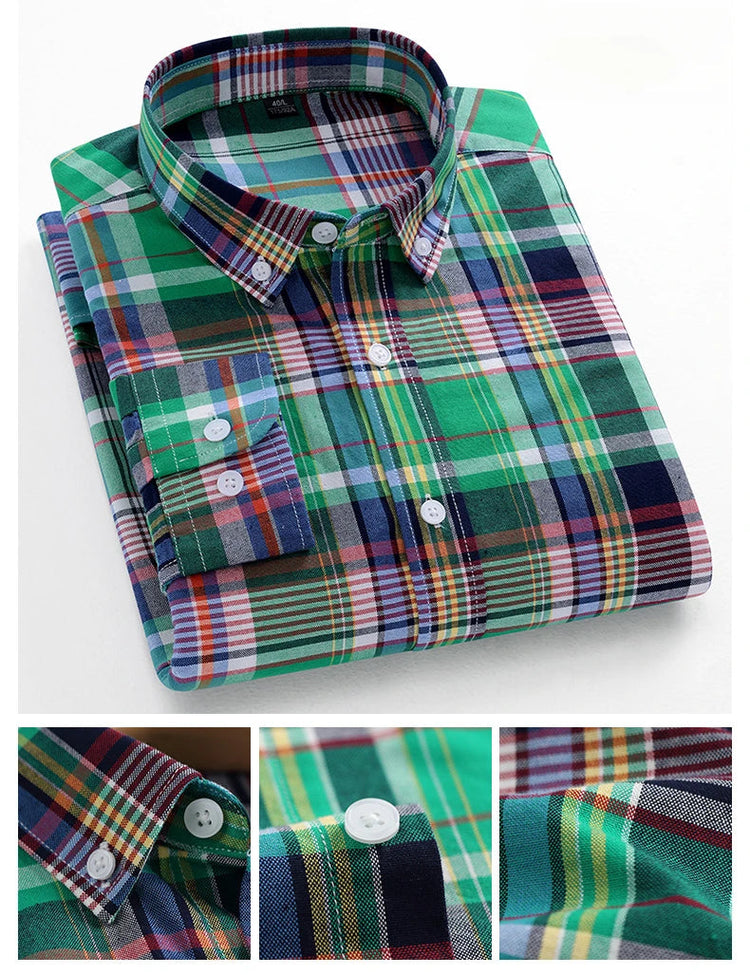 Casual Long-sleeve Shirts for Men Slim Fit Plain Shirt 100%cotton Plaid Striped Tops Soft Designer Fashion Korean Trends Clothes ShedPoundsPortal