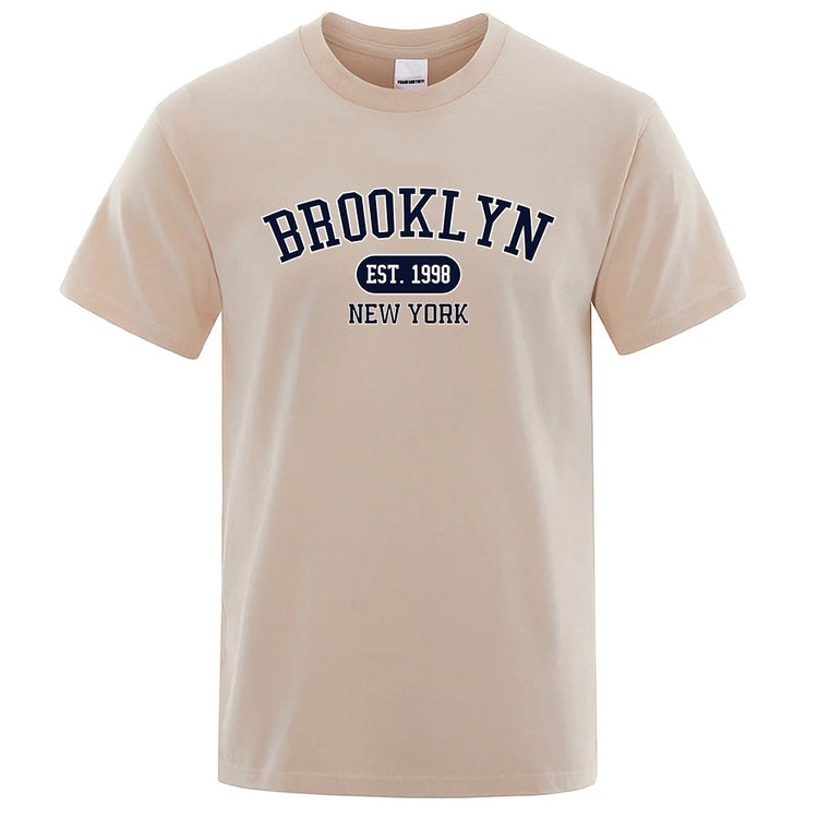 Brooklyn Est.1998 New York Letter T Shirts Man Casual Crewneck Streetwear Breathable Fashion Summer Tops Cotton Loose T-Shirts ShedPoundsPortal