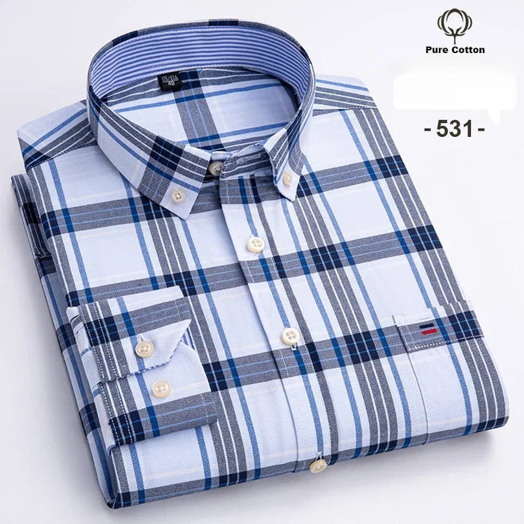 Fashion over size 7XL long-sleeve shirts for men 100%cotton Oxford slim fit plain shirt soft casual elegants designer clothes ShedPoundsPortal