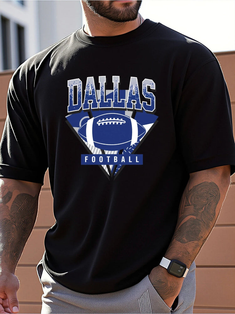 T Shirt For Man 100% Cotton Summer Dallas Football themed Print Casual Slim Fit Round Neck Short Sleeved T-shirt Top ShedPoundsPortal