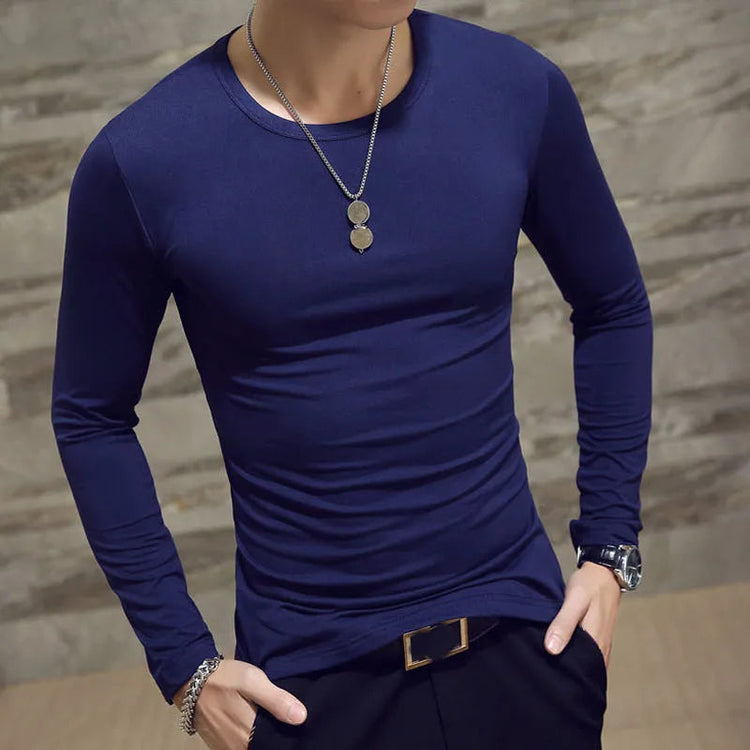 1pcs Spring Autumn Men Long Sleeve T Shirt Mens Thin Solid Casual T-shirts Classic Clothes Men&