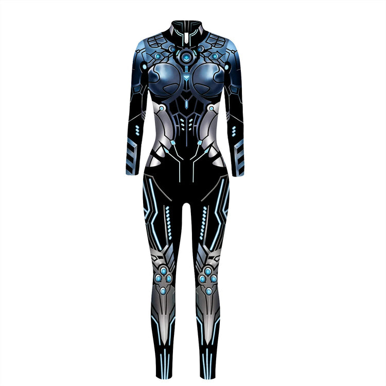 Robot Punk Jumpsuit Catsuit Sexy Female Women Cosplay Costume Skeleton Cyberpunk Steampunk Zentai Suit Halloween Bodysuit ShedPoundsPortal