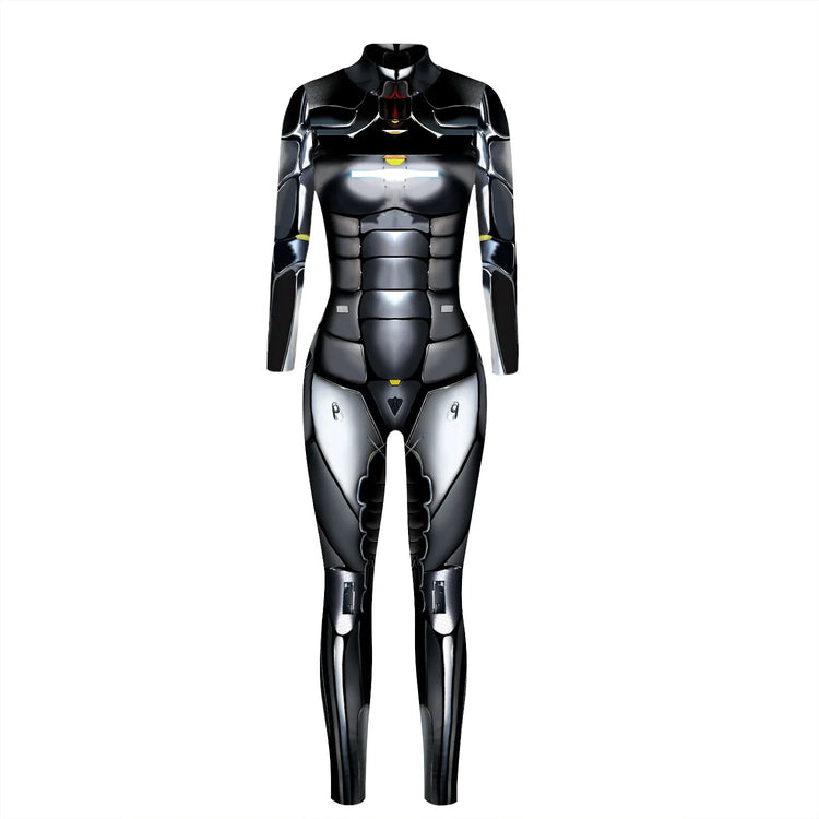 Robot Punk Jumpsuit Catsuit Sexy Female Women Cosplay Costume Skeleton Cyberpunk Steampunk Zentai Suit Halloween Bodysuit ShedPoundsPortal