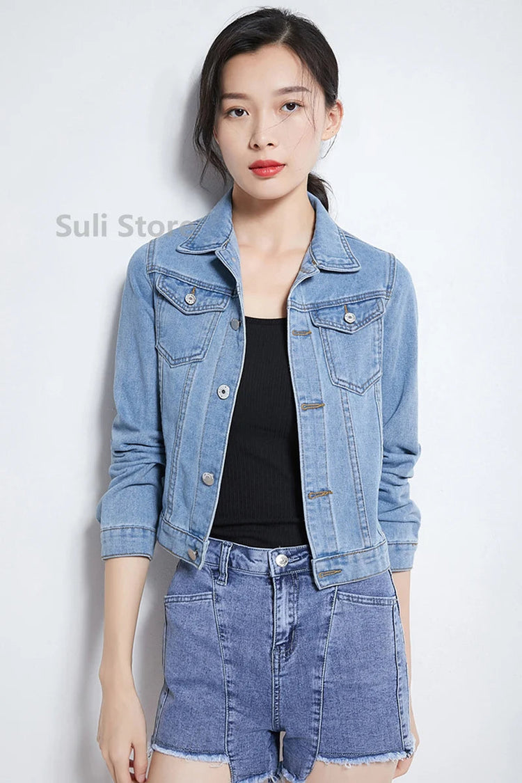 Jeans Jacket and Coats for Women 2025 Autumn Candy Color Casual Short Denim Jacket Korean Coats Women Jeans Jacket Clothes ShedPoundsPortal