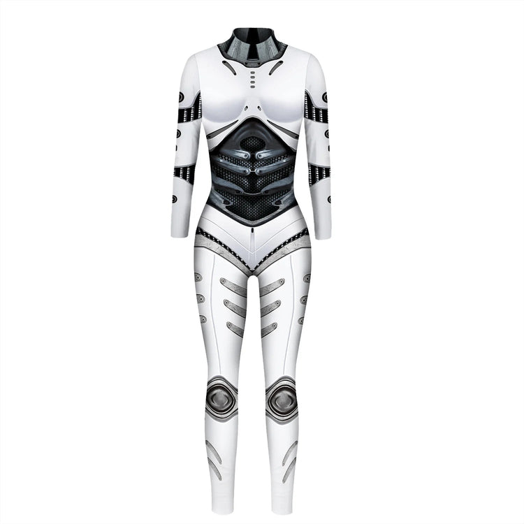 Robot Punk Jumpsuit Catsuit Sexy Female Women Cosplay Costume Skeleton Cyberpunk Steampunk Zentai Suit Halloween Bodysuit ShedPoundsPortal