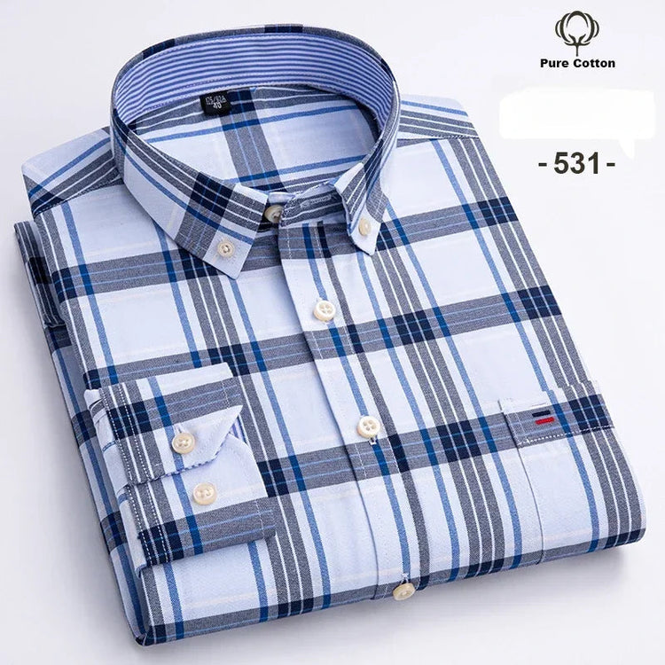 Fashion over size 7XL long-sleeve shirts for men 100%cotton Oxford slim fit plain shirt soft casual elegants designer clothes ShedPoundsPortal