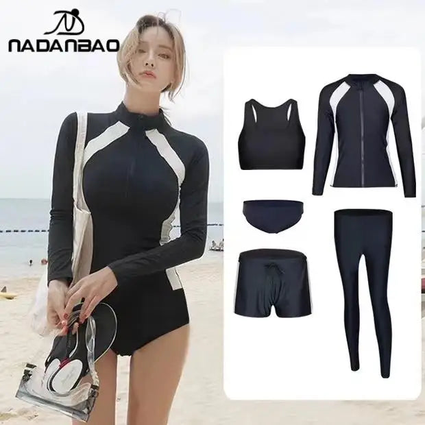 Women Men Diving Clothing Quick Dry Swimming Suit Snorkeling Surfing Wetsuit Zipper Water Sport Long Sleeve Diving Five Suit ShedPoundsPortal