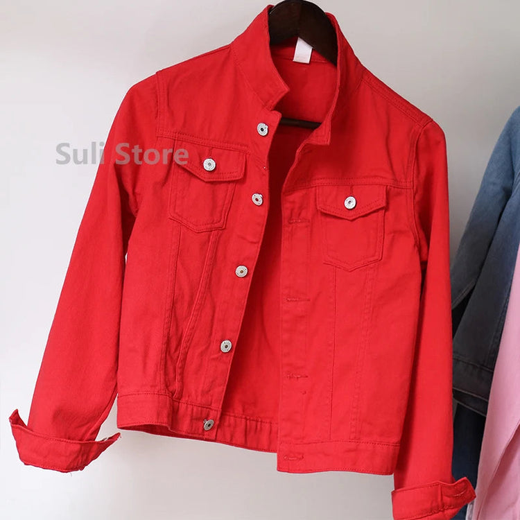 Jeans Jacket and Coats for Women 2025 Autumn Candy Color Casual Short Denim Jacket Korean Coats Women Jeans Jacket Clothes ShedPoundsPortal