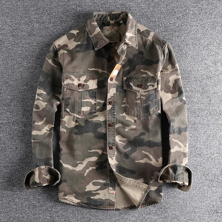 Male Single Breasted Shirts Turn Down Collar Long Sleeve Cardigan Men Shirt Loose Button Safari Style Slight Strech Print ShedPoundsPortal