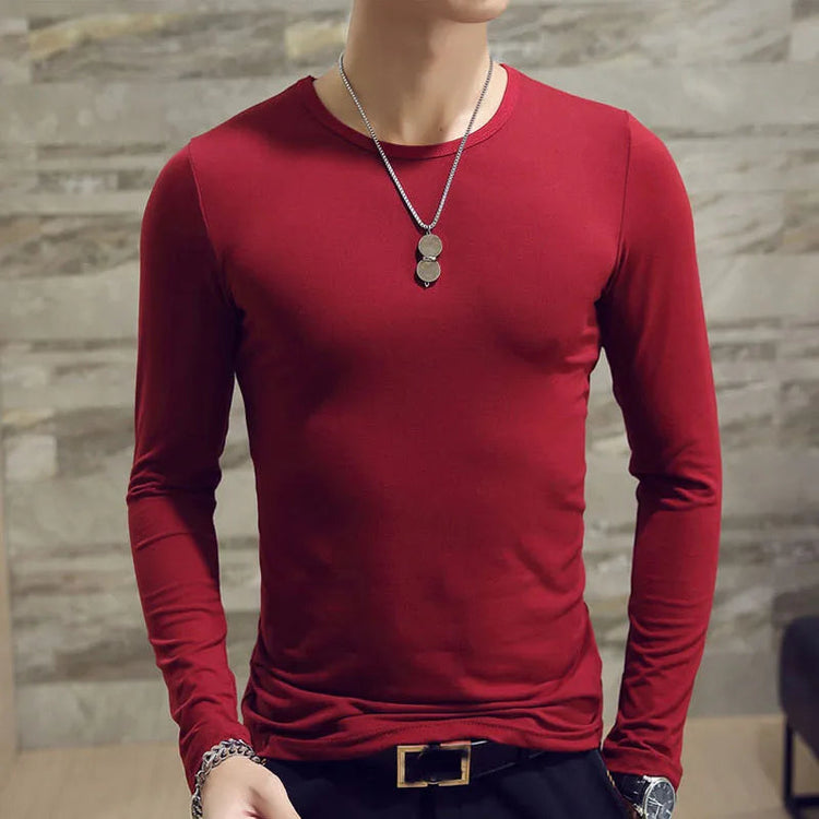 1pcs Spring Autumn Men Long Sleeve T Shirt Mens Thin Solid Casual T-shirts Classic Clothes Men&
