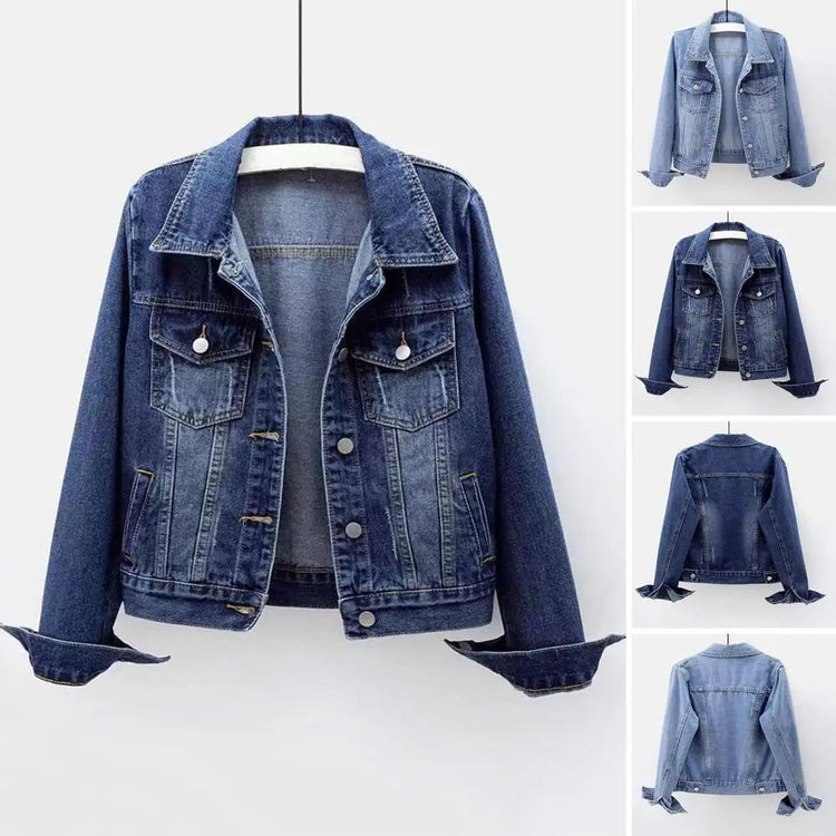 Women Jacket Turn-down Collar Classic Denim Jacket Single-breasted Buttons Chest Pockets Slim Fit Denim Hip Hop Streetwear Coats ShedPoundsPortal