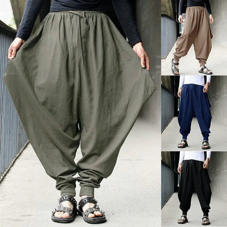 Mens Pants Loose Bloomers Retro Casual Fashion Design Cool Harem Trousers ShedPoundsPortal