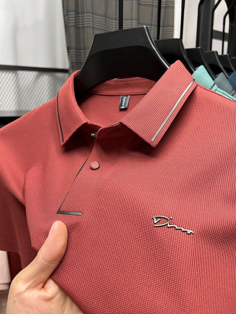 High end luxury brand fashion hot diamond short sleeve Advanced printed POLO shirt summer new Korean version men&