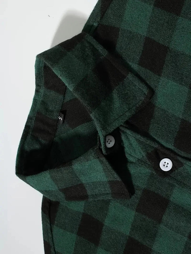 Mens Shirts Single Breaste Classic Plaid Smart Casual Flannel Shirt Long Sleeved Chest Two Pockets Design Spring Autumn Men Tops ShedPoundsPortal