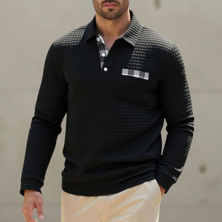 Digital Printed Fabric with Irregular Plaid Pattern, Non-Positioned Plaid Pattern, Thick Long-Sleeve Turn-Down Collar Top, Square Plaid Texture Fabric, Fashionable Casual Everyday Wear ShedPoundsPortal