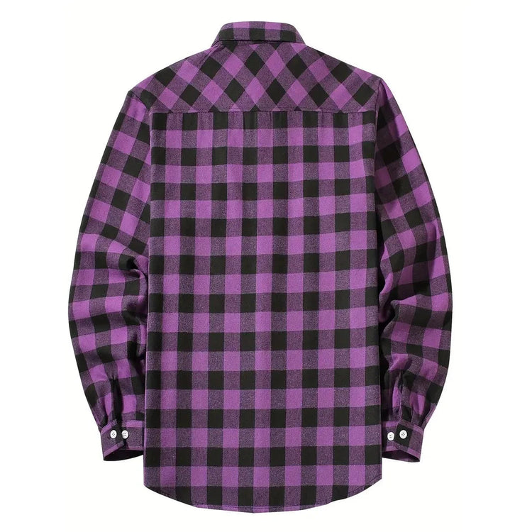 Mens Shirts Single Breaste Classic Plaid Smart Casual Flannel Shirt Long Sleeved Chest Two Pockets Design Spring Autumn Men Tops ShedPoundsPortal