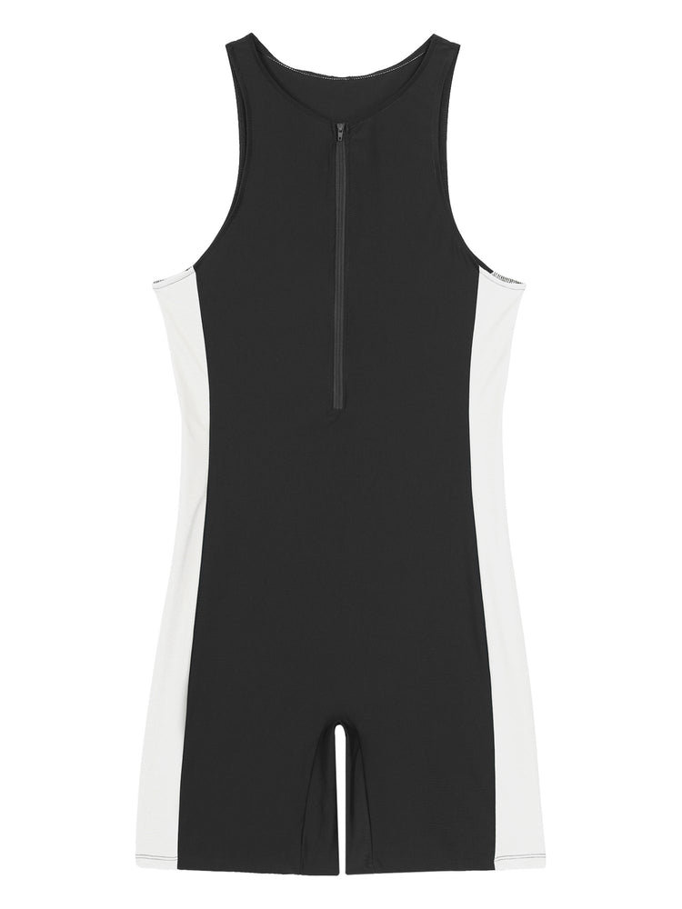 Summer Men One-piece Swimwear Swimsuit Sleeveless Front Zipper Swimming Shorts Bodysuit Triathlon Wetsuit Bathing Suit Beachwear ShedPoundsPortal