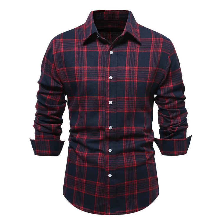 Casual Plaid Long Sleeve Men&
