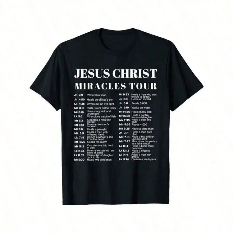 Jesus Christ Miracles Tour Graphic T-Shirt - Soft Cotton, Crew Neck, Men&