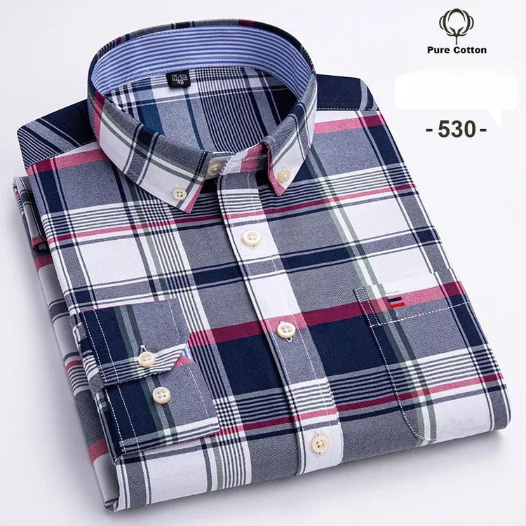 Fashion over size 7XL long-sleeve shirts for men 100%cotton Oxford slim fit plain shirt soft casual elegants designer clothes ShedPoundsPortal