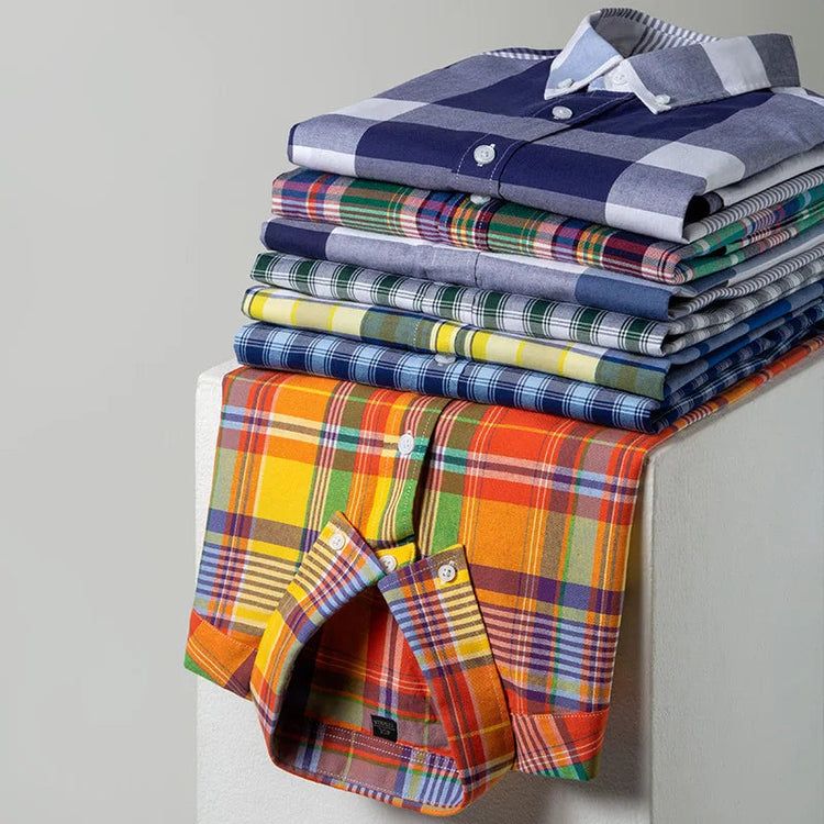 Casual Long-sleeve Shirts for Men Slim Fit Plain Shirt 100%cotton Plaid Striped Tops Soft Designer Fashion Korean Trends Clothes ShedPoundsPortal