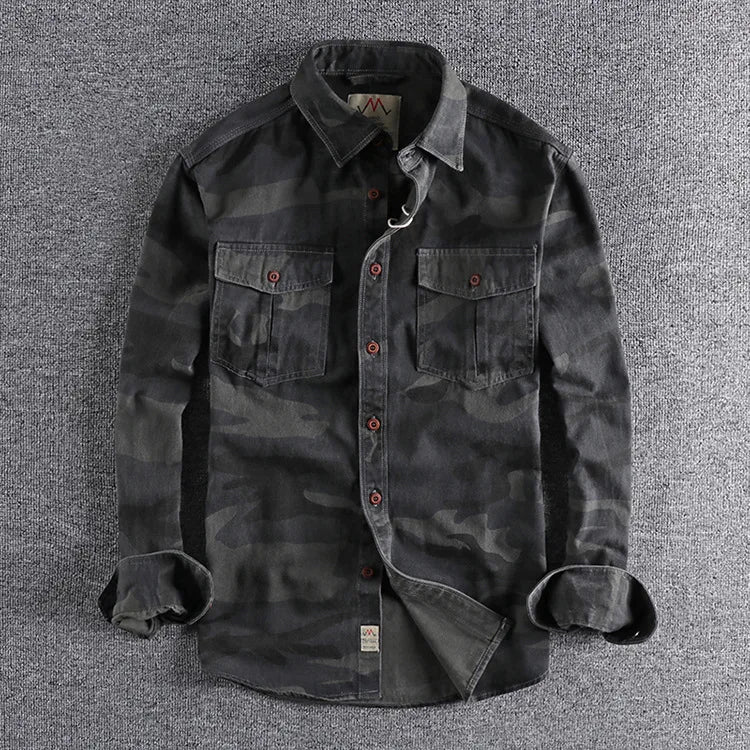 Male Single Breasted Shirts Turn Down Collar Long Sleeve Cardigan Men Shirt Loose Button Safari Style Slight Strech Print ShedPoundsPortal