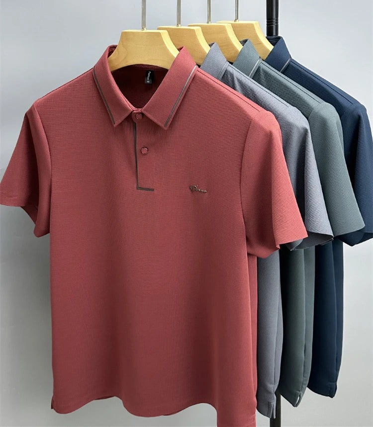 High end luxury brand fashion hot diamond short sleeve Advanced printed POLO shirt summer new Korean version men&
