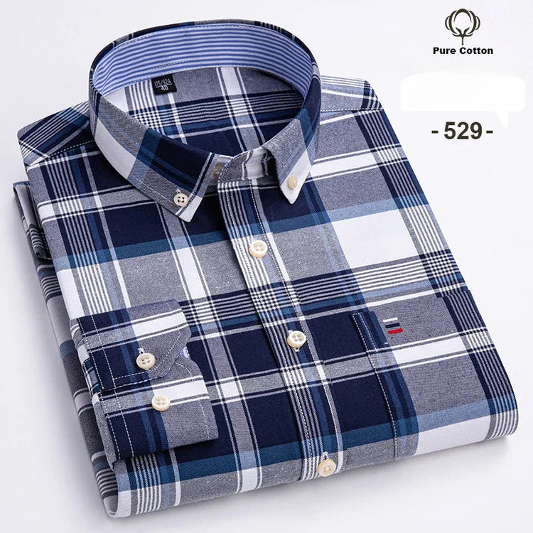 Fashion over size 7XL long-sleeve shirts for men 100%cotton Oxford slim fit plain shirt soft casual elegants designer clothes ShedPoundsPortal