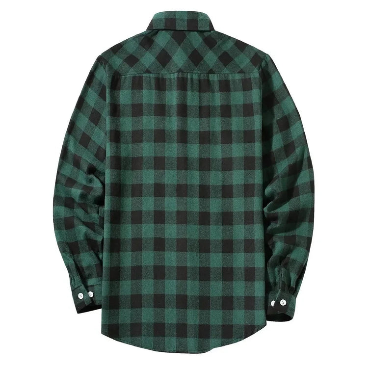 Mens Shirts Single Breaste Classic Plaid Smart Casual Flannel Shirt Long Sleeved Chest Two Pockets Design Spring Autumn Men Tops ShedPoundsPortal