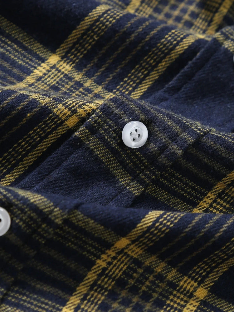 Casual Plaid Long Sleeve Men&