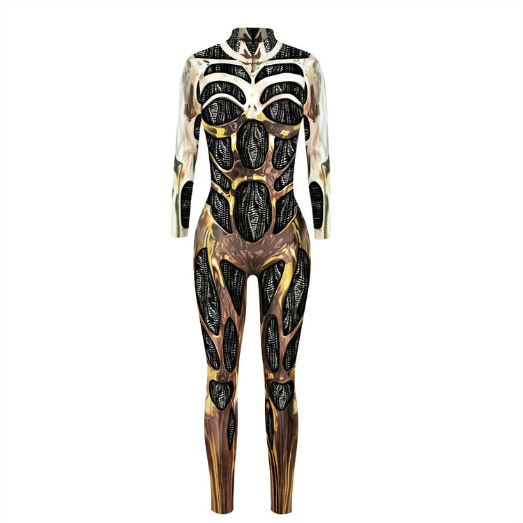 Robot Punk Jumpsuit Catsuit Sexy Female Women Cosplay Costume Skeleton Cyberpunk Steampunk Zentai Suit Halloween Bodysuit ShedPoundsPortal